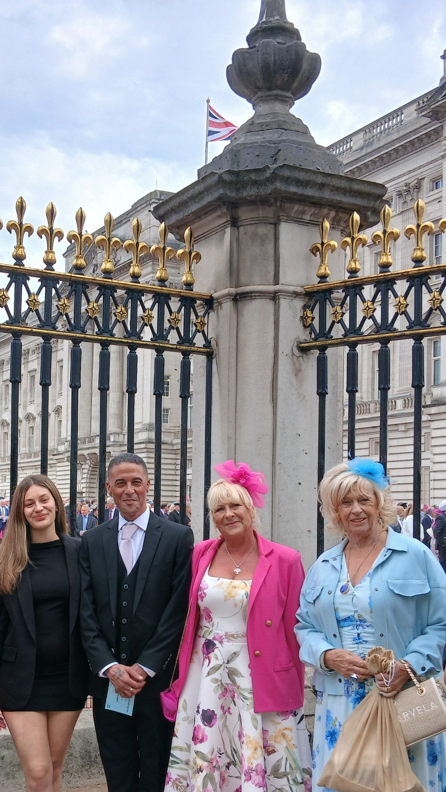 Royal Garden Party - blog by Chantel (pink) with her colleague Jon (black suit)