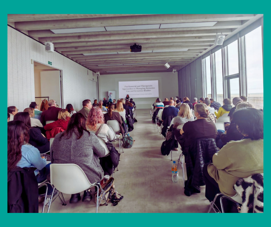 a full rooms of people at Forward Trust's ketamine awareness session