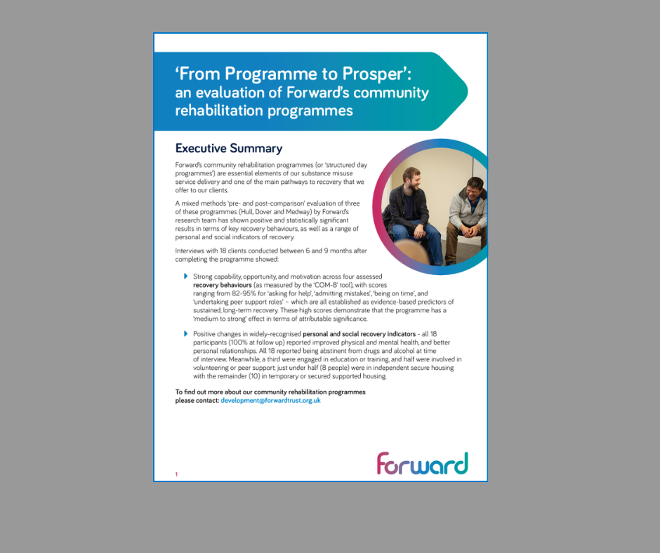 front page of Forward Trust report about day rehabs